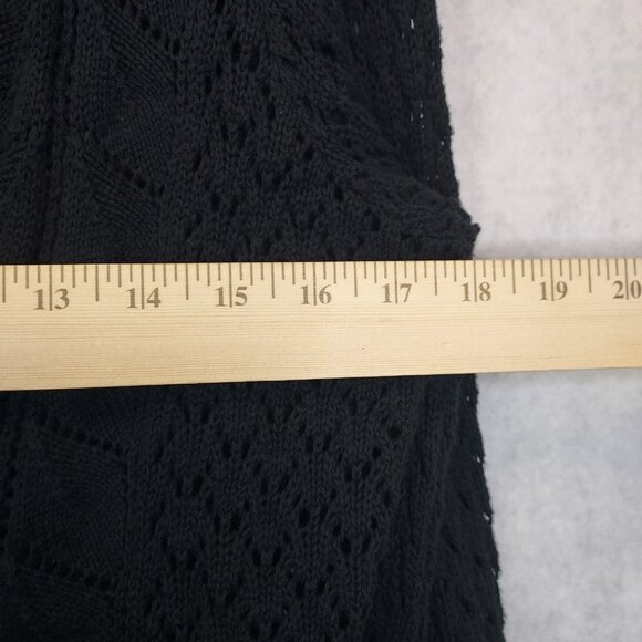 Croft & Barrow Open Knit Cardigan Womens L Sweater Black 1 Button Cotton Crochet - Picture 16 of 16